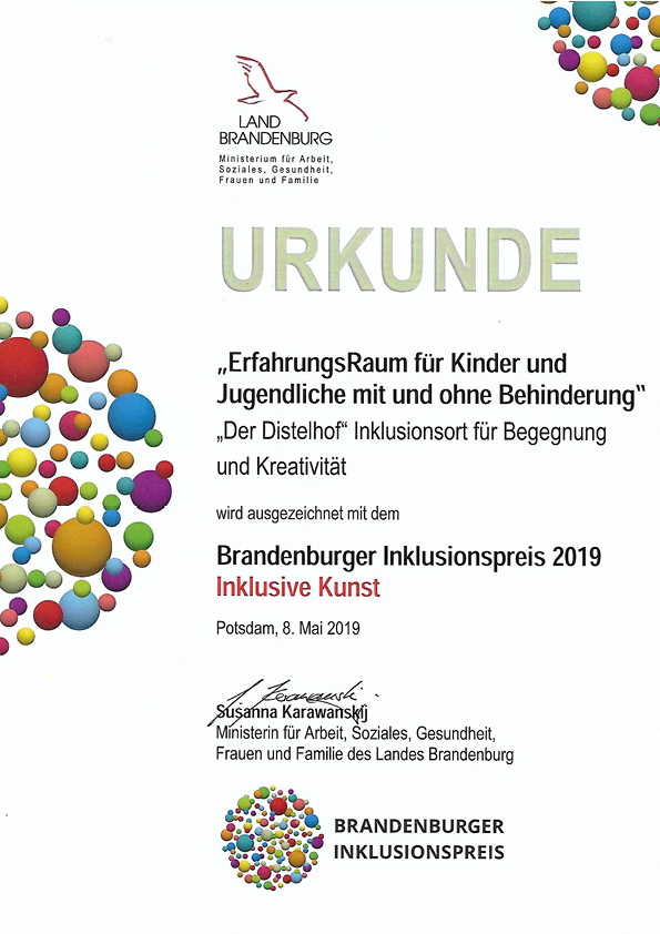 Auszeichnung mit dem Brandenburger Inklusionspreis 2019